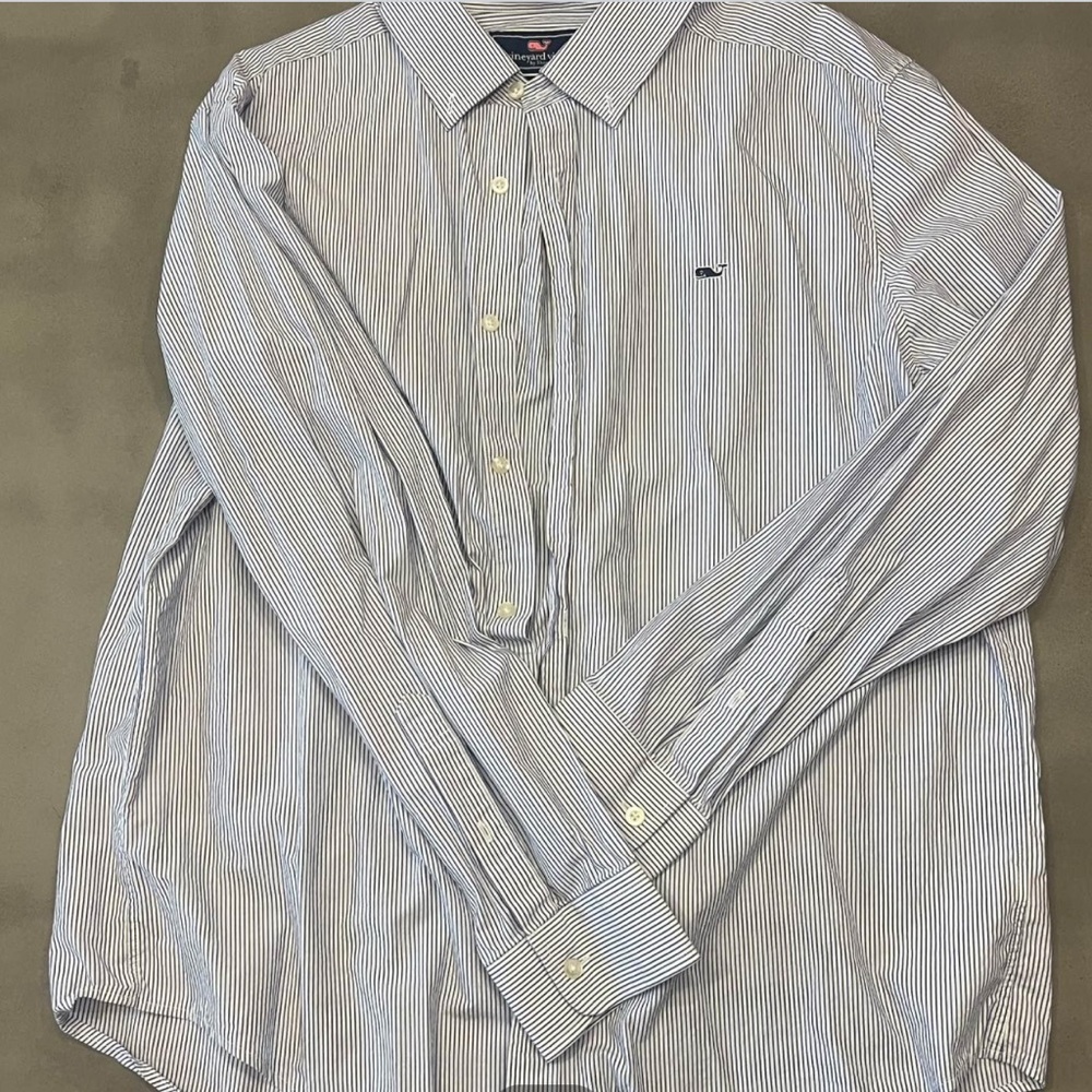Vineyard vine Men's Blue Striped Shirt, XL